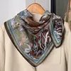 Bufanda de Imitación de Seda de Hangzhou de Lino para Mujer Primavera y Otoño Estilo Nacional Retro Estanque de Lotos 70 Cuadrado Bufanda China Bufanda Chal para Madre