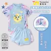 Adorable y lindo traje de baño de dos piezas para niñas, lindo traje de baño transpirable para la playa para niñas con mangas cortas en forma de corazón y shorts tipo bóxer