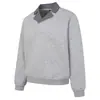 Sudadera de imitación de dos piezas con cuello cruzado para hombre, marca de moda de alta calle para primavera y otoño, diseño con vibra, camiseta deportiva única de corte holgado
