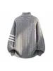 Cardigan Masculino de Tricô com Zíper e Gola Alta, Estilo Inverno Light Luxury, Casual, Toque de Luxo, Modelagem Solta, Confortável