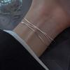 Joyería de moda europea y americana cadena de eslabones de doble capa exquisita pulsera que combina con todo tendencia acero titanio chapado en oro joyería para novias