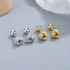 Brincos de tarraxa de prata 925 com design de bola de pelo trançada e fio, criativos, femininos, minimalistas, personalidade, moda Ins, fecho de torção, joia de tarraxa para o osso da orelha