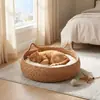 Ninho de palha artesanal para pet, ninho de gato, ninho de cachorro, adequado para todas as estações, resistente ao desgaste e a arranhões, cama de dormir de gato trançada, suprimentos para animais de estimação no atacado