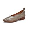 Sapatos de Couro Bovino de Primeira Camada Tecidos à Mão, Sapatos de Bico Fino e Boca Rasa, Sapatos Femininos de Couro Genuíno de Salto Baixo para o Dia a Dia