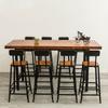 Mesa e Cadeira para Cafeteria Bar de Chá com Leite Estilo Retro Americano Mesa de Bar Longa Madeira Maciça Mesa de Bar de Lazer Combinação de Banqueta Alta