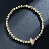 Pulsera elástica para mujer Amazon Transfronteriza Moda Letra Simple Cobre Incrustado con Circonita y Cuentas Uvccb