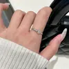 Anel divertido de espinha de peixe cravejado de diamantes em prata de lei S925 para mulheres, nicho, simples, luxo leve, versátil, anel aberto ajustável