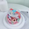 Anillo de toalla de alta elasticidad banda de goma para niños 100 anillos para el cabello en lata cuerda para el pelo de cola de caballo no daña el dedito pulgar del bebé