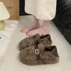 Zapatos Peludos para Mujer Hermosos Cálidos Suela Gruesa 2026 Hebilla Rad Doble Uso Invierno Slip-on Nuevos Zapatos de Algodón Más Terciopelo