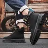 Nuevas Botas Cortas de Encaje para Hombre Otoño e Invierno Caña Alta Talla Grande Transfronterizas Zapatos para Aumentar la Altura de Suela Gruesa para Exteriores Botas Martin para Pareja Dropshipping