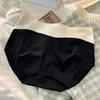Roupa íntima feminina sem costura em blocos de cor de seda gelada, leve, respirável, alta elasticidade, formato 3D de pêssego nos glúteos, calcinha triângulo de cintura média sem aperto para meninas
