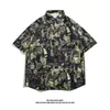 Camisa de Seda de Hielo Hawaiana para Hombre Camisa de Manga Corta de Moda para Hombre Camisa Floral de Playa de Verano Chaqueta Holgada para Pareja