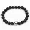 Pulsera de Piedra de Lava Negra con Dijes de Cabeza de León de Plata Antigua Unisex Perlas de Roca de Lava Duradera y Elegante Perfecta para la Moda de Hombres y Mujeres Ideal para Uso Diario o como Regalo Accesorio Cómodo y Único