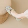 Weiwei Girl 566-1 Sapatos de Bico Quadrado Femininos Planos de Um Pedal Sapatos com Strass Estilo Francês Solado Macio Tamanho Grande Sapatos Femininos