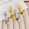 Pendientes de Diseño Nuevo Transfronterizos con Textura de Hoja, Personalidad de Nicho, Pendientes de Estilo Minimalista, Lujo Ligero, Pendientes de Alta Gama para Mujer
