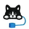 Tapa de Goma Suave de PVC con Forma de Gato para Popote, Tapón de Polvo para Vaso Térmico, Accesorios DIY para Popotes, Venta al por Mayor