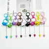Novo chaveiro de metal em forma de sino DIY, chaveiro fofo com contas criativas, decoração de bolsa, pingente multicolorido atacado