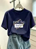 Camiseta de manga corta tie-dye azul con diseño único para mujer, moderna y versátil, adelgazante, hombro normal, top de algodón puro, verano 2026