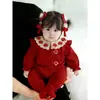 Ropa para Bebé Atuendo de Primavera 2026 Estilo Nuevo Mameluco Rojo para Niñas Pequeñas, Adecuado para Bebés de 100 Días, Ropa Festiva de Primavera y Otoño