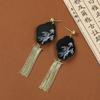 Pendientes Nacionales de Moda Estilo Chino Nuevo con Borla de Perlas en Forma de Abanico para Mujer Pendientes Retro Estilo Chino con Cierre de Seguridad Pendientes para Ropa Antigua Hanfu