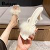 Nuevas Sandalias de Exterior Moda Verano Mujer Pantuflas de Piel Francesas 2025 Versátiles Tacón Grueso Tacones Altos Estilo Pequeño Aroma