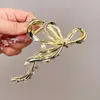 Elegante Presilha de Metal com Laço para Mulheres, Tamanho Grande, Grampo para Penteados Coques, Estilo Minimalista, Acessório de Cabelo de Luxo para a Parte de Trás da Cabeça
