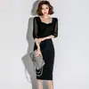Moda Feminina 2026 Primavera e Outono Novo Estilo Coreano Elegante Justo Profissional Senhora Preto Casaco de Comprimento Médio