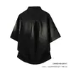 Suministro Directo de Fábrica Camisa de Verano de Mezclilla de Manga Corta Marca de Tendencia para Hombre 70% Algodón Cuello Cuadrado Pequeño Cárdigan Camiseta Corta