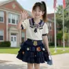 Conjunto de Ropa de Verano Estilo Preppy para Niñas, Disfraz de Policía Conejo de Moda para Niños, Conjunto de Dos Piezas Falda de Pastel Estilo JK para Niña Pequeña