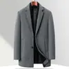 Abrigo de Lana de Color Sólido para Hombre, Cuello Solapa, Dos Botones, Bufanda Desmontable, Longitud Media, Para el Trabajo, Negocios, Chaqueta de Lana