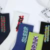 Calcetines de tubo transpirables con letras absorbentes de sudor para primavera y verano para mujer, calcetines de moda, fabricantes al por mayor
