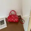 Bolso de Hombro Nuevo de un Solo Hombro Estilo Celebridad de Internet Moda Versátil Gamuza Lunares Bolso Bowling Estilo Coreano Moda Bolso de Axila para Mujer