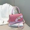 Hebilla de Cinturón de Bloques de Color de Lujo Ligero de Moda 2025 Nuevo Estilo Coreano Tendencia Retro Casual Bolso Pequeño Cuadrado de Hombro Cruzado de Mano