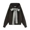 Estilo Europeo Transfronterizo Z Moda Nueva 2026 Elegante Ropa para Mujer al por Mayor Chaqueta de Punto con Capucha y Lazo 5536112