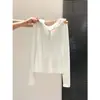 Camiseta Básica de Manga Larga con Capucha para Mujer, Estilo Dulce y Picante, Cuello en V Semiabierto con Botones, Diseño Estilo Ins para Otoño e Invierno