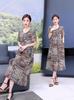 Vestido de Verão de Algodão e Seda para Mulheres de Meia-Idade e Idosas 2026, Vestido na Altura do Joelho, Vestido Floral para Mães de Meia-Idade de 40-50 Anos