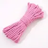 Corda de Poliéster-Algodão Monocromática 4mm Corda Trançada Artesanato DIY para Joias Pingente de Corda de Algodão Artesanato de Tecelagem Chaveiro 48 Cores