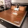 Esterilla de bambú plegable para dormir en casa, carbonizada, natural, doble cara de ratán, para dormitorio de estudiante, esterilla de seda helada, esterilla de paja
