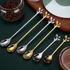 Cuchara creativa de regalo de mano, cuchara de hoja de acero inoxidable, cuchara larga para mezclar, cuchara de postre, cuchara de nido de pájaro para regalo de boda