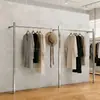 Arara de Exposição para Loja de Roupas Femininas, Prateleira de Exposição de Parede de Luxo Leve, Prateleira de Exposição Espessada de Aço Inoxidável, Cabide de Parede