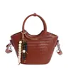 Bolso Cubo Bandolera Tejido Retro de Nicho para Mujer 2025 Popular Coreano Versátil para el Trabajo, Viajes, Hombro, Cruzado