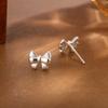 Aretes de Plata Esterlina 999 Hoja de Albaricoque para Mujer Lujo Ligero Nicho Simple Aretes de Lazo Soporte de Oreja de Trébol Aretes Pequeños