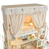 Cama litera de dormitorio estilo encaje para estudiantes cremallera universal floral fresca a prueba de mosquitos cama individual retráctil cortina blackout fuerte