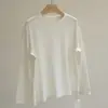 Uma Camiseta de Segunda Pele Muito Prática~ Camiseta Vermelha de Manga Longa para Mulheres, Top Básico Versátil de Gola Redonda com Caimento Solto, em Estoque para Vendas ao Vivo