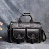 Bolso para Hombre Nuevo de Cuero Genuino Bolso de Mano Maletín de Negocios Cuero Crazy Horse Primera Capa Piel de Vaca Cruzado al Hombro Horizontal Bolso para Computadora