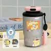 Taza nueva aislada y resistente al frío, estilo oscuro, diseño de conejito lindo, un regalo para niñas, portátil para uso al aire libre, taza de café moderna para estudiantes