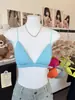 Dopamina Chica Picante Delgado Triángulo Taza Camisola Mujer Verano Nuevo Bikini Bra de Playa Top Corto Fluorescente