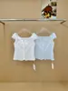 [En Stock] Blusa de Ganchillo Dulce con Volantes Estilo Coreano para Mujer, Verano 2026, Top Único y Elegante con Cuello en V