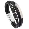Novo Bracelete Masculino de Couro Trançado com Corda da Amazon, Pulseira Acessório com Contas Personalizada e Fashion, Bracelete com Fecho Magnético