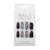 Pontas de Unha Elegantes Estilo Europeu e do Oriente Médio com Strass Completo, Luxuosas e Reutilizáveis, Conjunto de Arte de Unhas com 24 Peças para Outono e Inverno